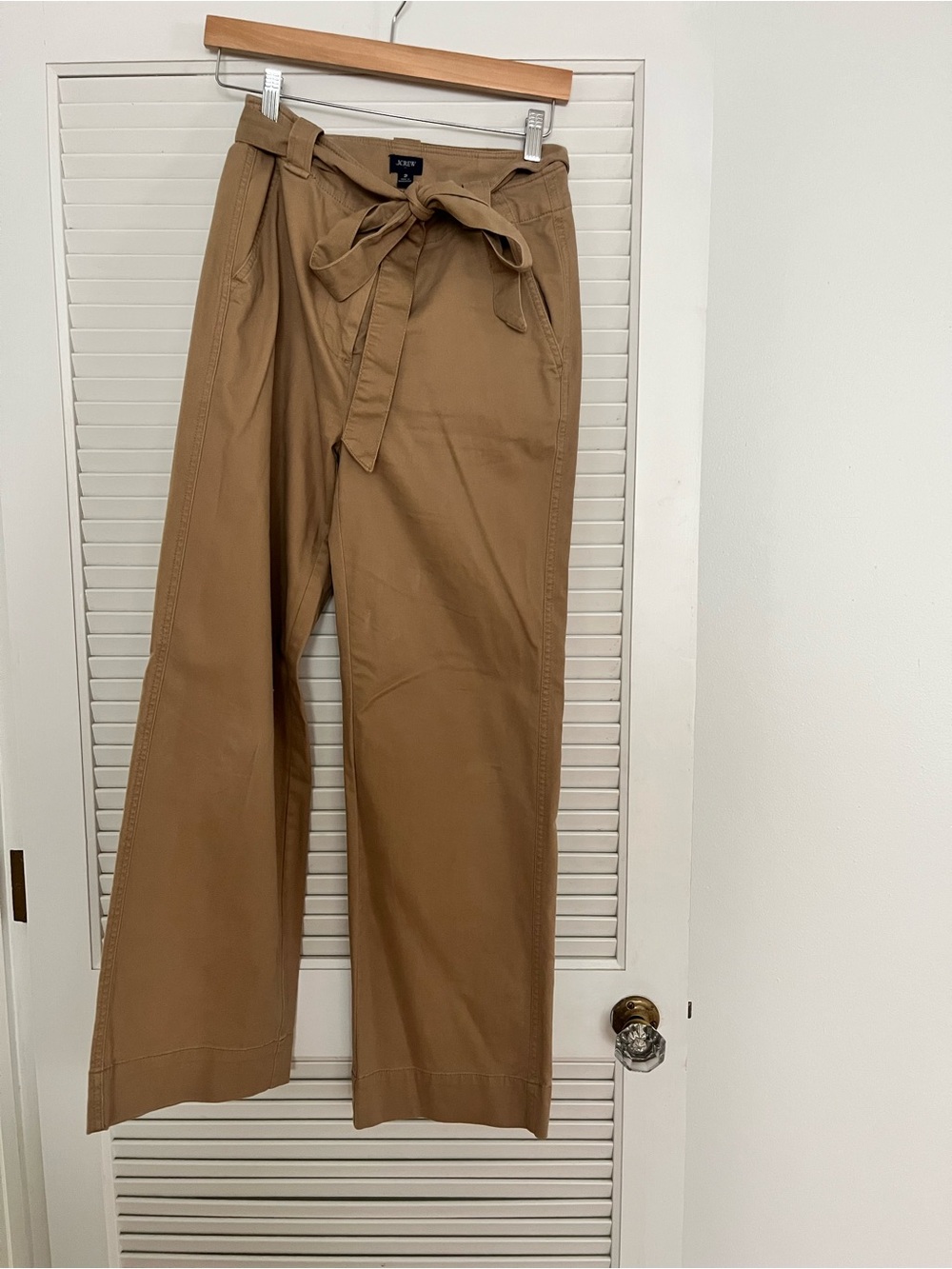 J. Crew Tan High-Waist Wide-Leg Tie-Belt Chinos. Size 2. Like new.